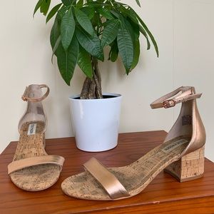 Steve Madden Irene Rose Gold Block Heel Sandal s8